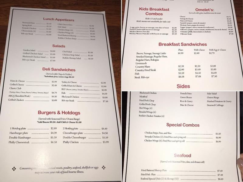 T & M Restaurant Menu