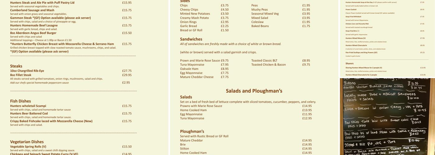 Old Hunters Lodge Menu