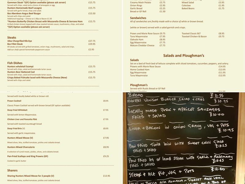 Old Hunters Lodge Menu