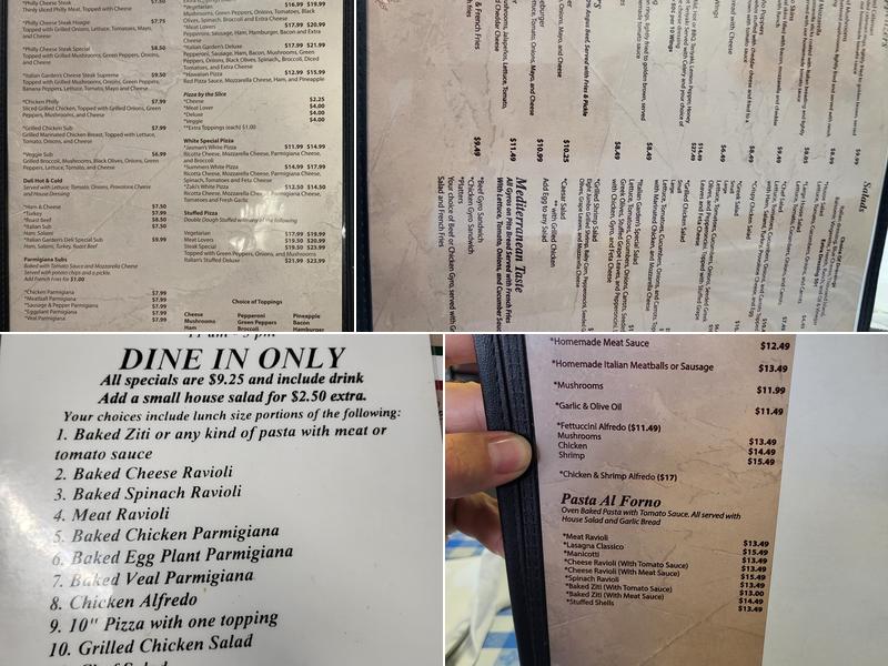 Italian Garden Of Chester Menu