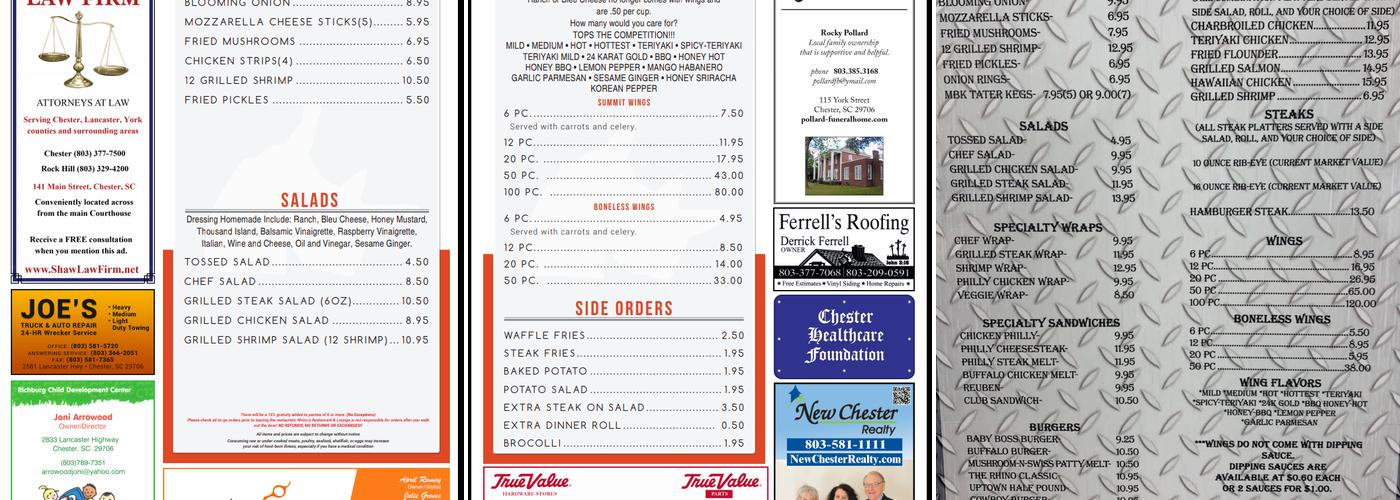 MBK Tavern Menu