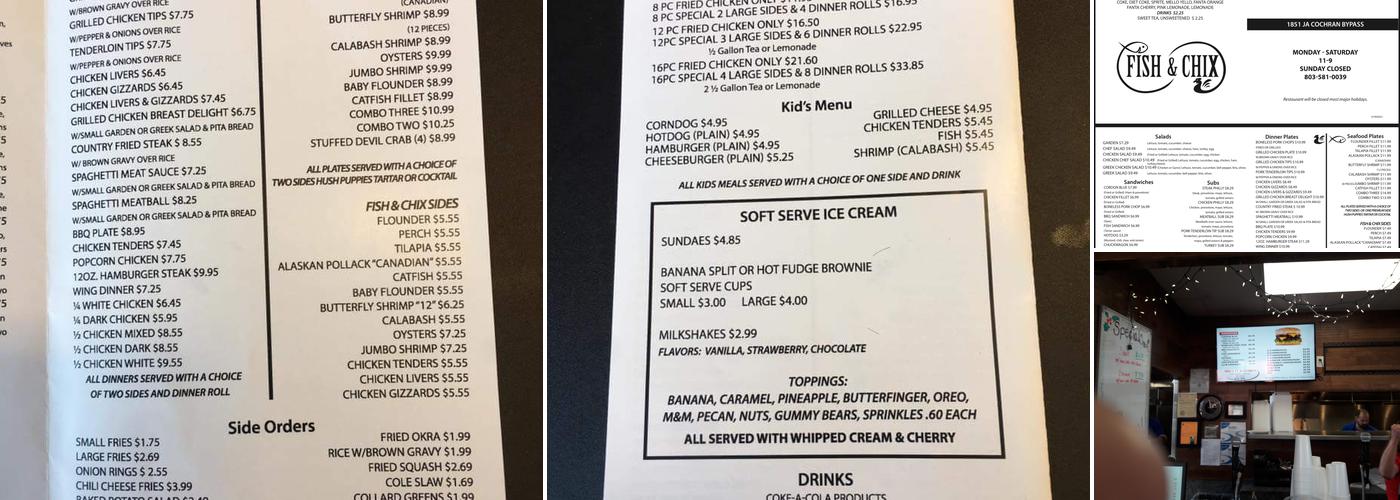 Fish & Chix Menu