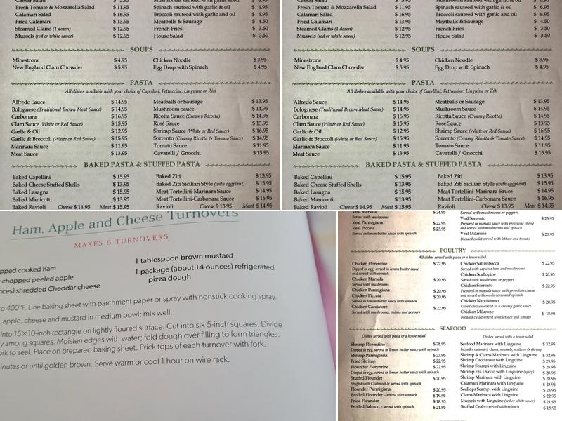 Sorrento's Italian Restaurant Menu