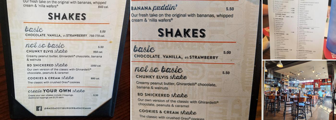 Bad Daddys Burger Bar Menu