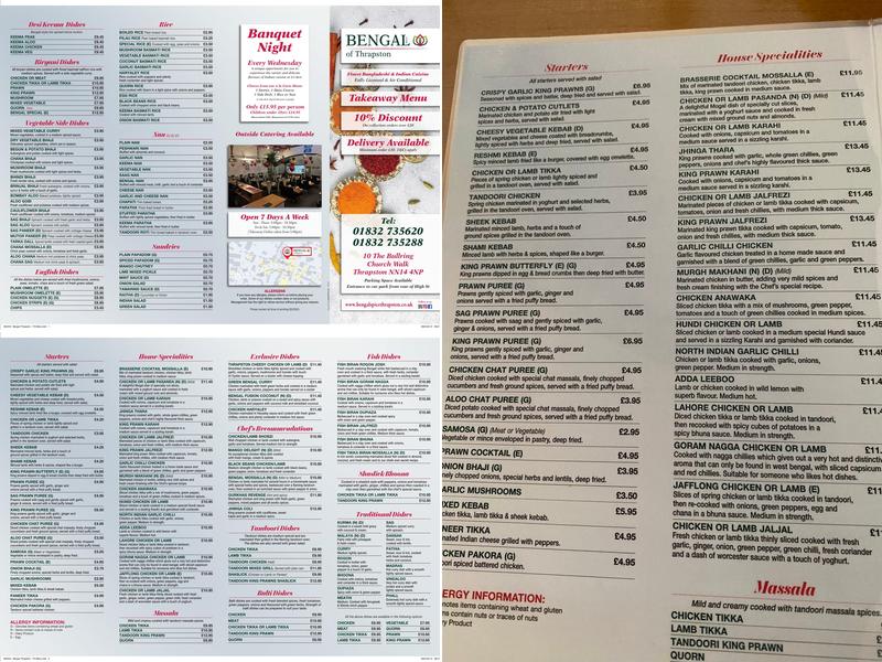Bengal Spice Menu