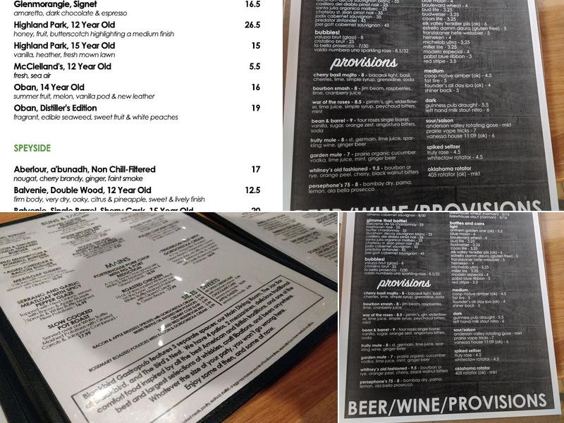 Blackbird Gastropub Menu