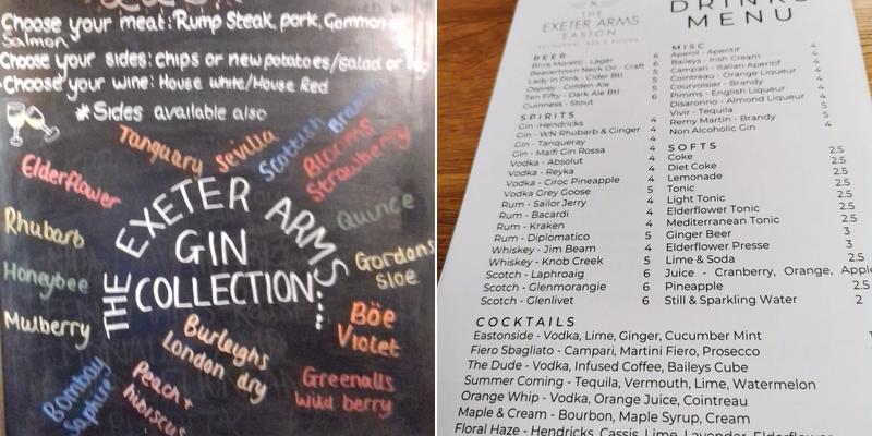 The Exeter Arms Menu