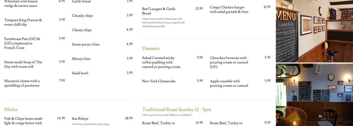 The Cross Keys Inn Menu