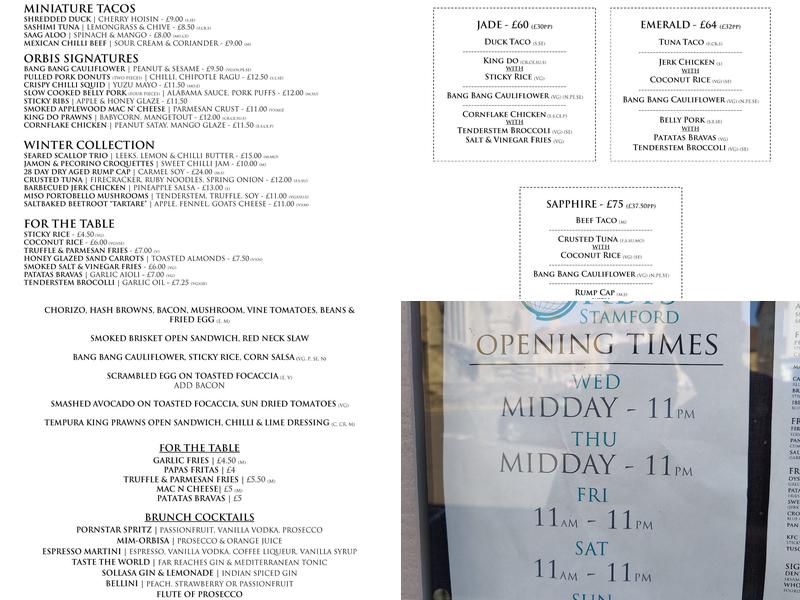 Orbis Stamford Menu