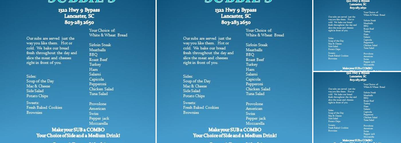 Subbie's Menu