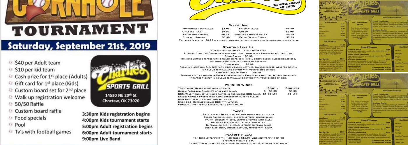 Charlies Sports Grill Menu