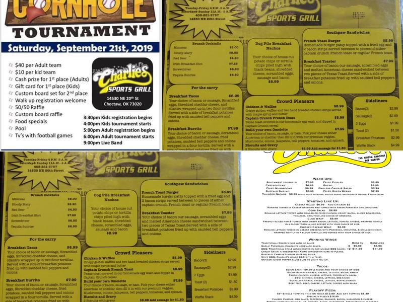 Charlies Sports Grill Menu