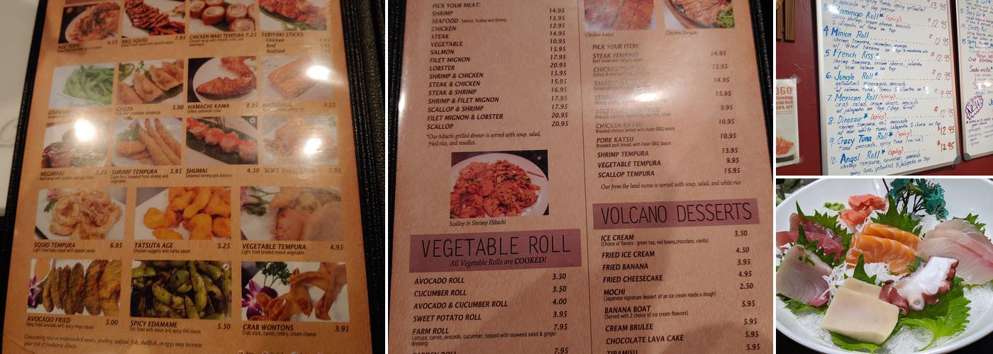 Volcano Sushi Bar & Hibachi Menu