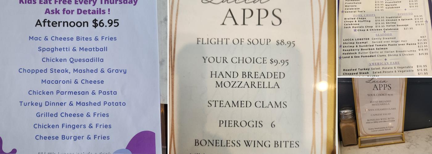 Lucca Restaurant Menu