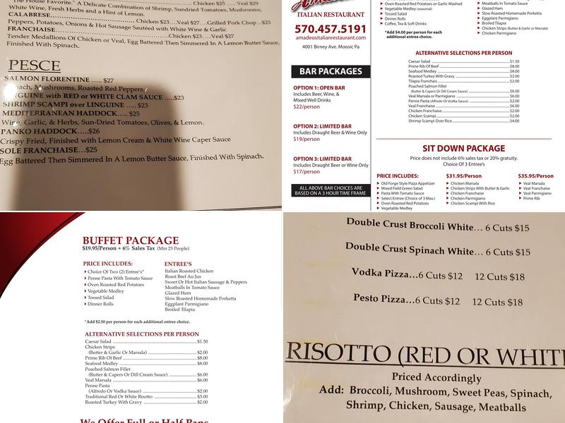 Amadeo's Menu