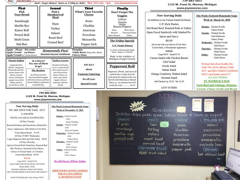 Joy's Monroe Menu
