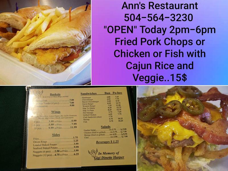 Anns Restaurant & Catering Menu