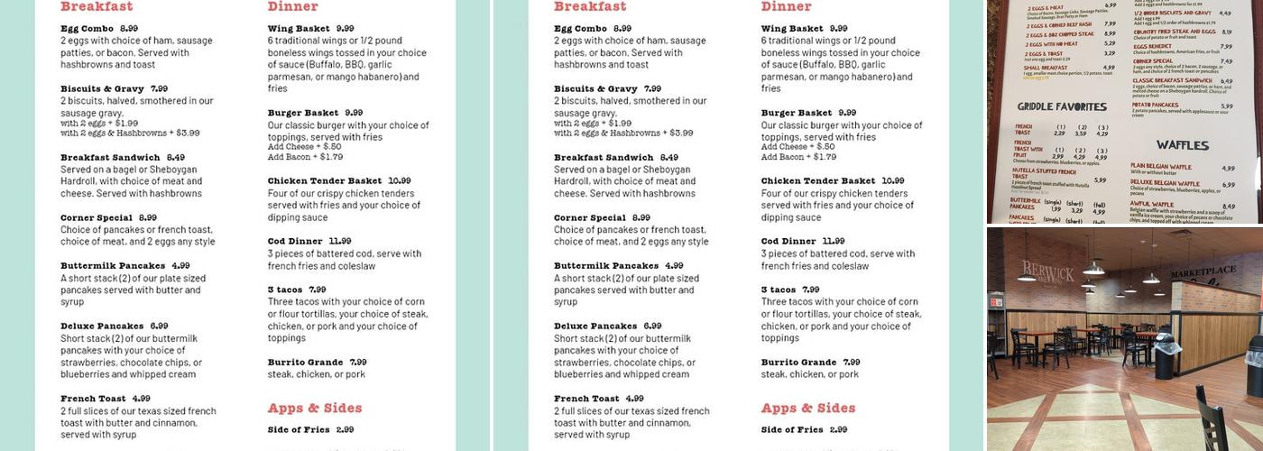 Bill's Corner Cafe Menu