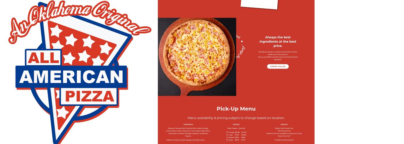 All American Pizza Menu