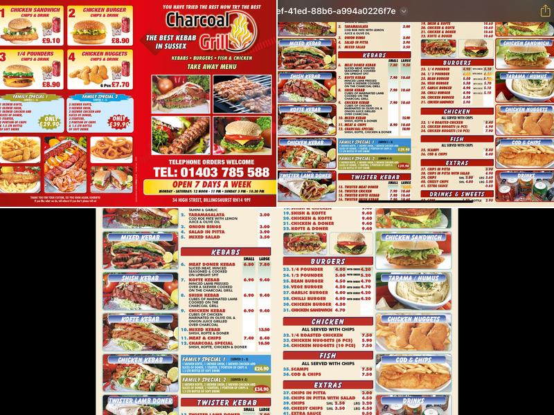 The Charcoal Grill Menu