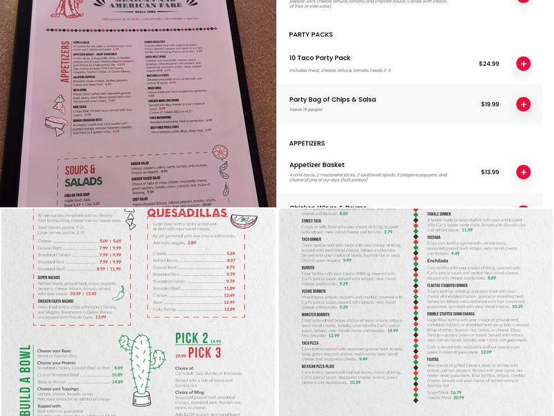 Carl's Hide-A-Way Menu