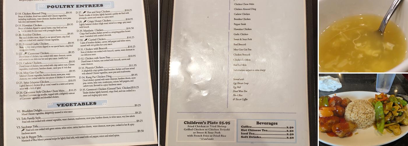 Blue Moon Restaurant Menu