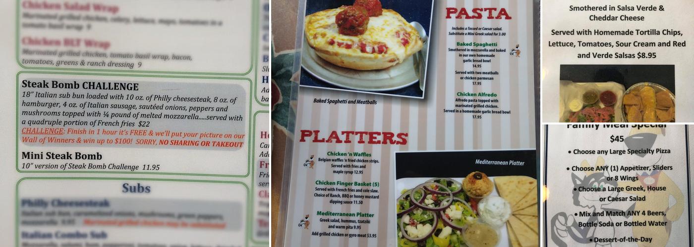 Luke 'n Ollie's Pizzeria Menu