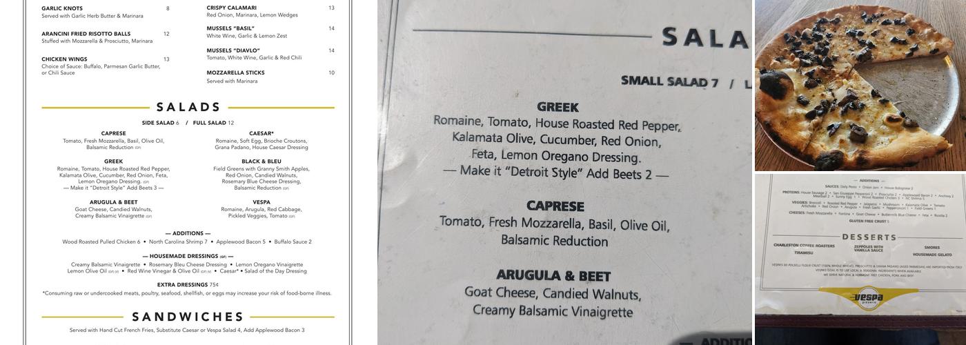 Vespa Pizzeria Menu