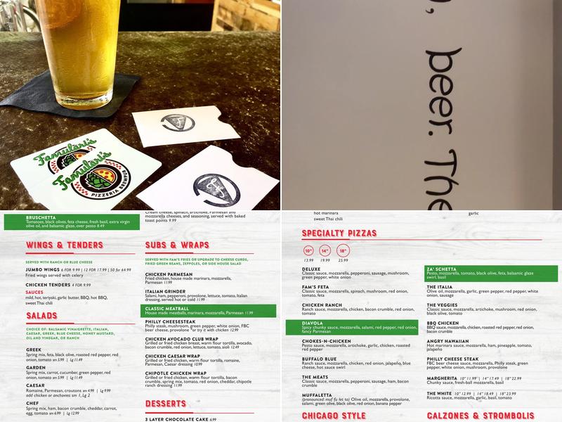 Fam's Brewing Co. featuring Famulari's Pizzeria Menu