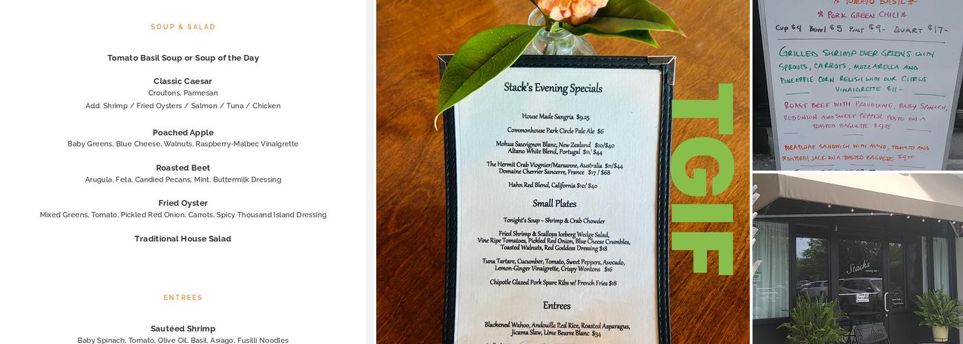 Stack’s Evening Eats Menu
