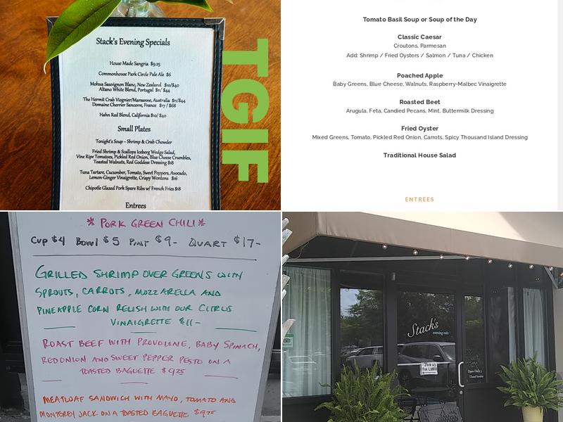 Stack’s Evening Eats Menu