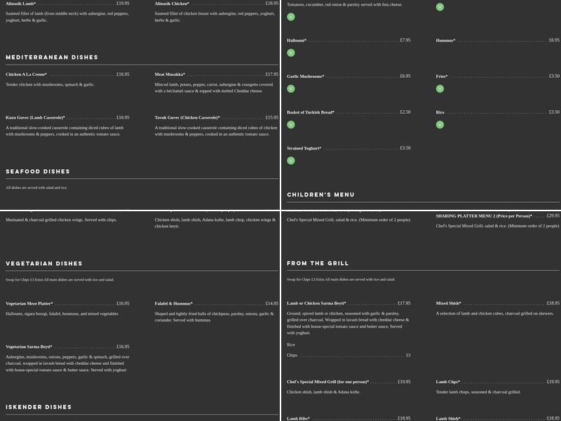 Rokka Turkish Mediteranean Bar & Grill Menu