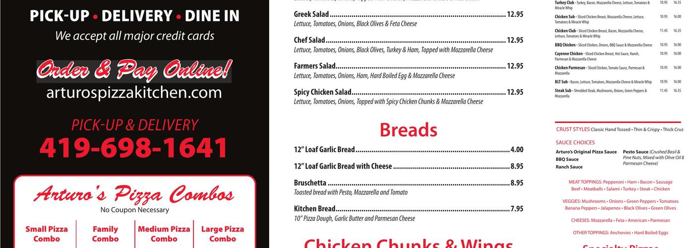 Arturo's Pizza Kitchen Menu