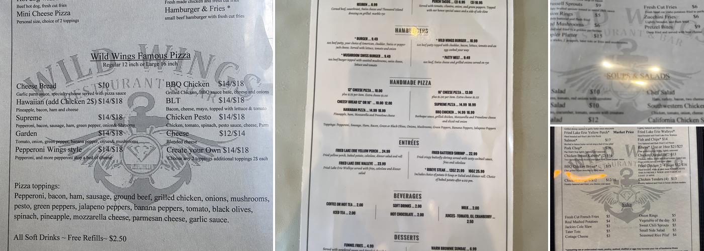 Wild Wings Restaurant & Lounge Menu