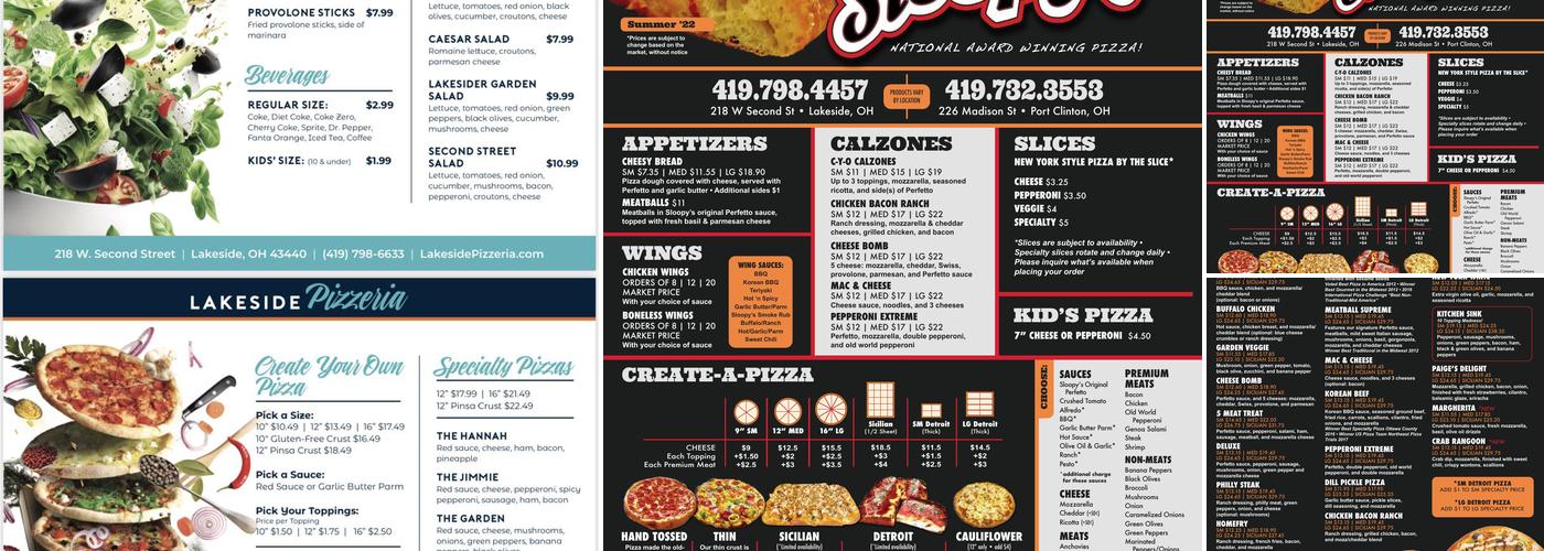 Lakeside Pizzeria Menu