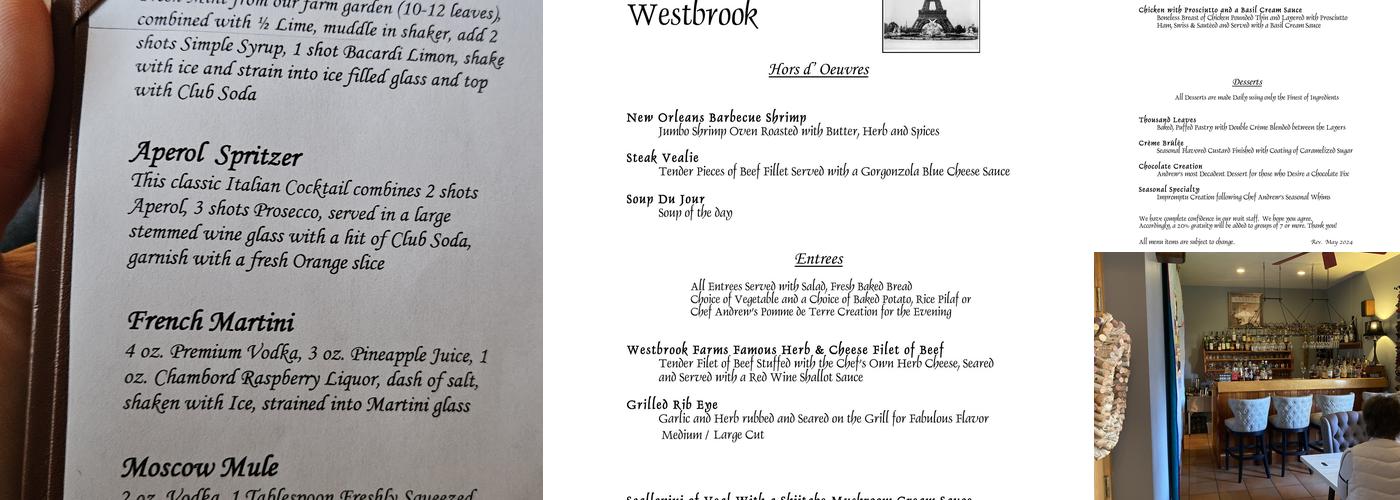 Andrews at the Westbrook Menu