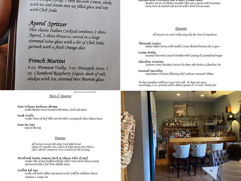 Andrews at the Westbrook Menu