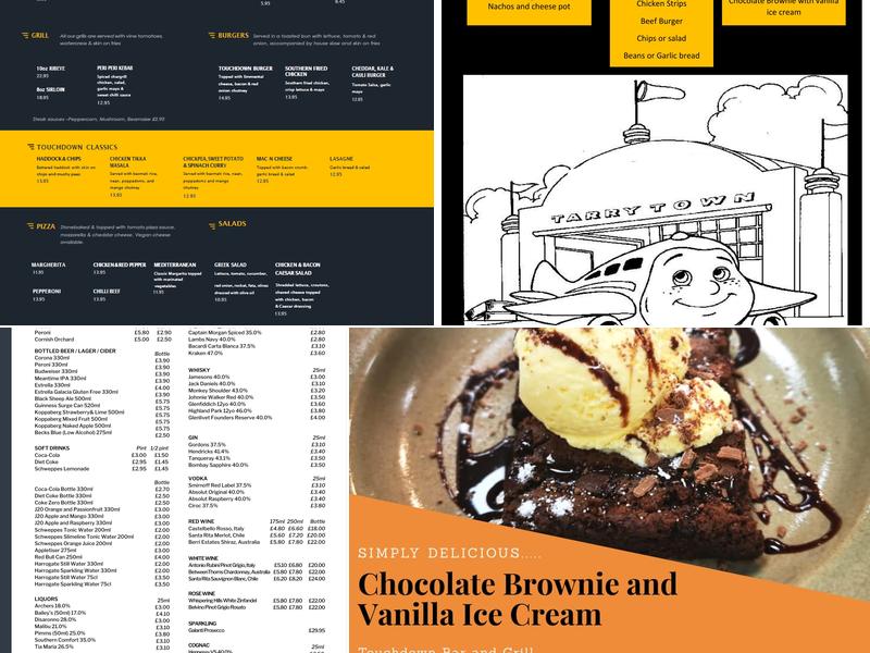 TOUCHDOWN BAR AND GRILL Menu