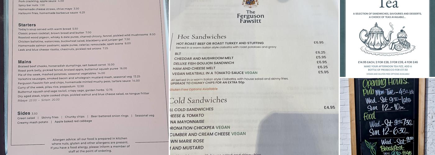 The Ferguson Fawsitt Menu