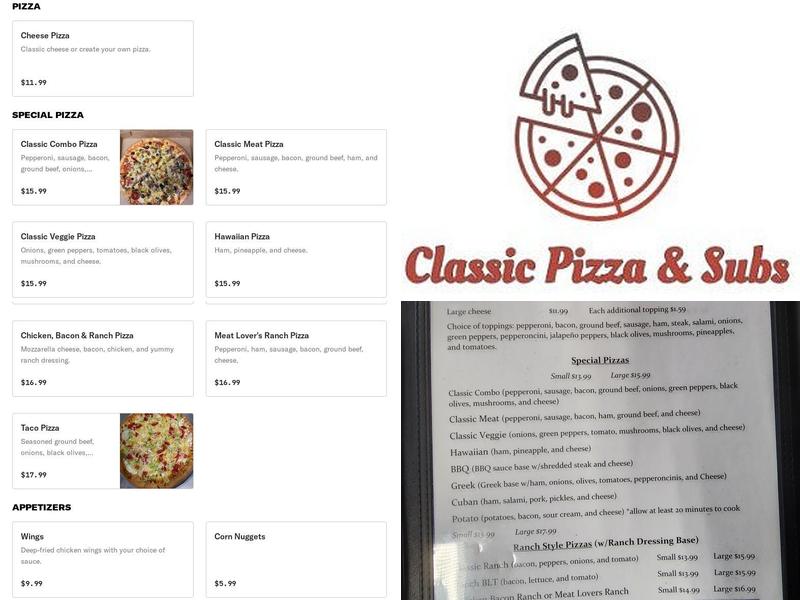 Classic Pizza & Subs Menu