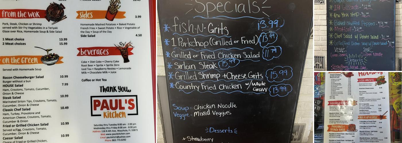 Paul's Kitchen Menu