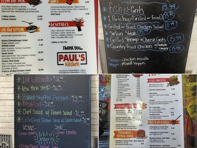 Paul's Kitchen Menu