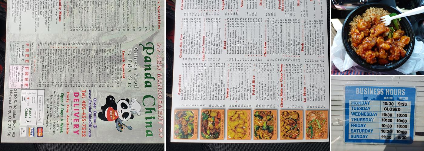 Panda China Menu