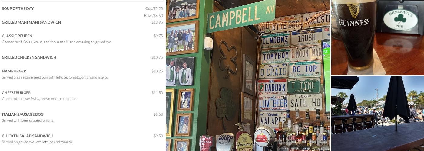 Dunleavy's Pub Menu