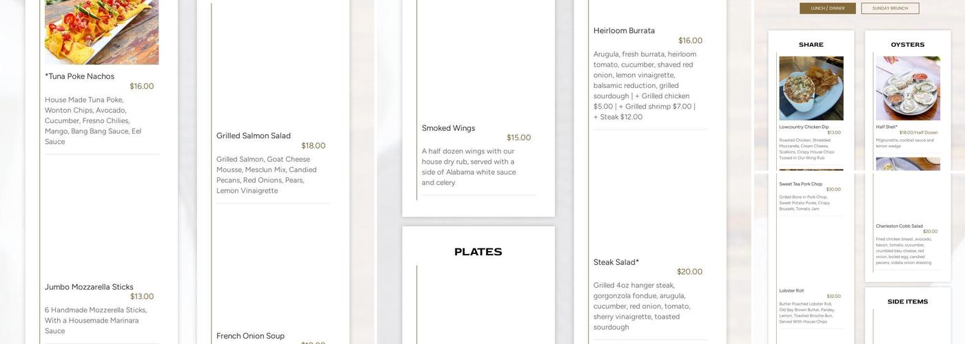 Blind Tiger Pub Menu