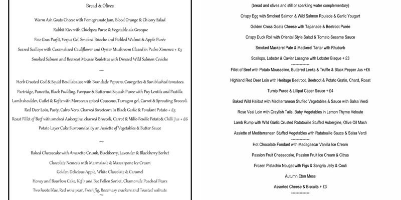 Sylvan Oak Restaurant Menu