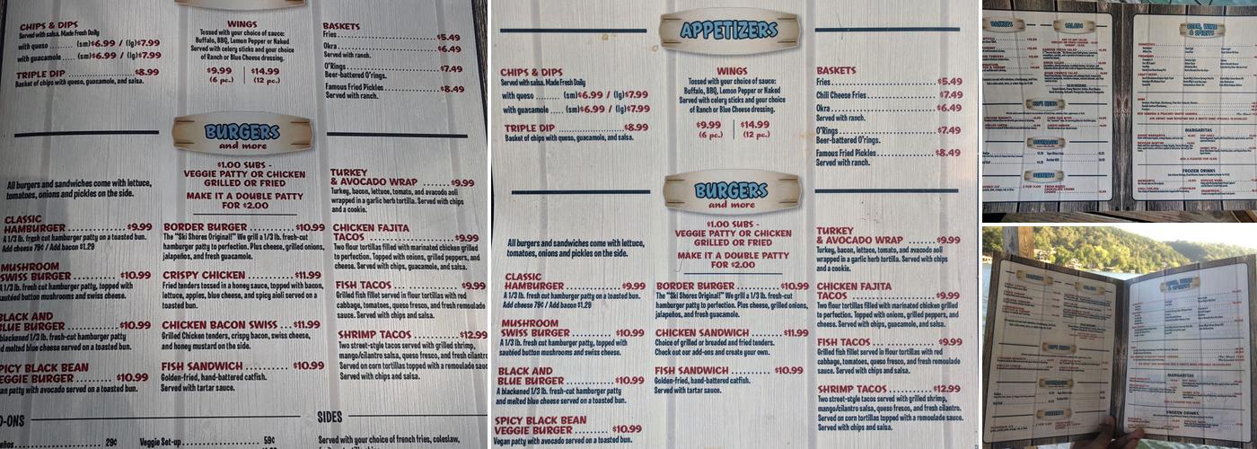 Ski Shores Cafe Menu