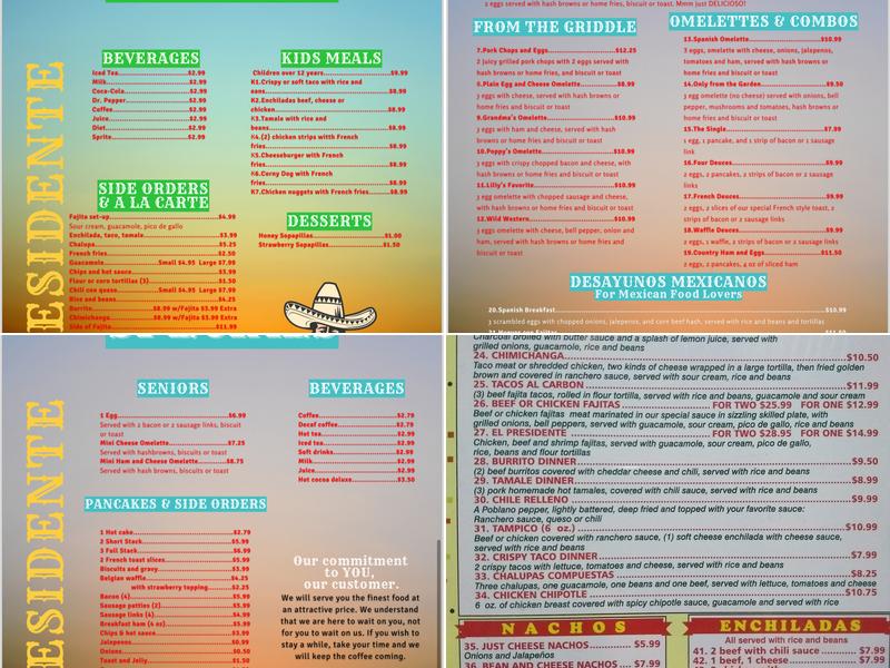 El Presidente Menu