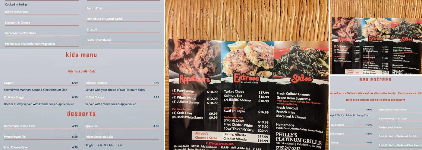 Philly Platinum Grill Menu