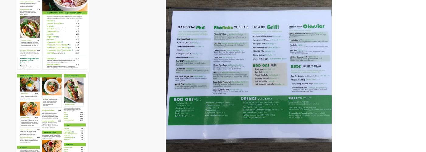 Phonatic Vietnamese Restaurant Menu
